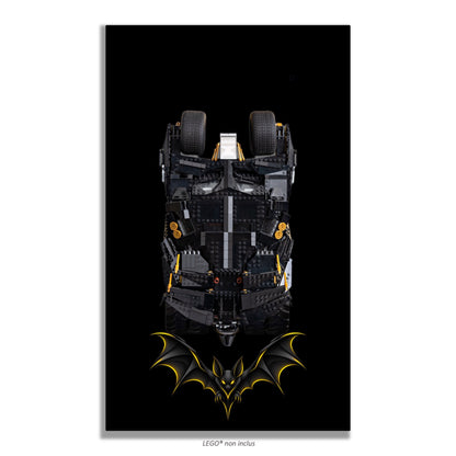 Batmobile Tumbler LEGO® 76240 – Style SILENT WINGS – Vue de face sans vis apparentes – Tableau mural aluminium Kadris®