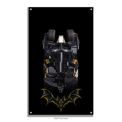 Batmobile Tumbler LEGO® 76240 – Style SILENT WINGS – Vue de face avec vis aux 4 coins – Tableau mural aluminium Kadris®