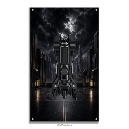 Batmobile LEGO® 76355 – Style L’Heure Sombre – Vue de face avec vis aux 4 coins – Tableau mural aluminium Kadris®