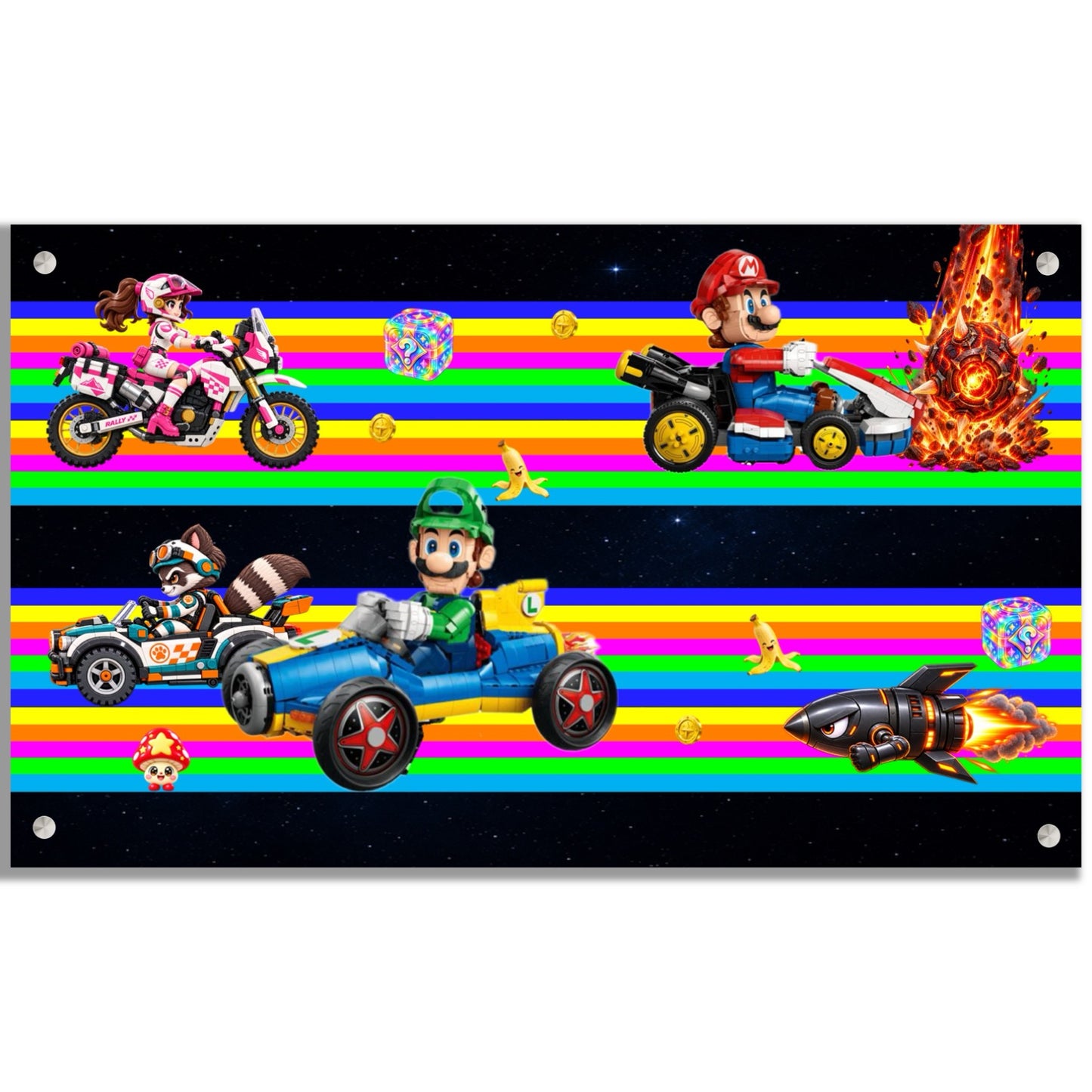 Quadro de parede LEGO® Mario 72037 e Luigi 72050 juntos, 3 acabamentos
