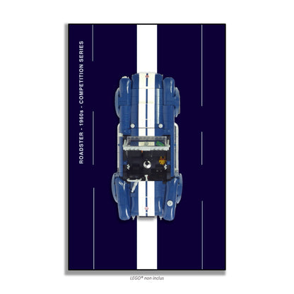 Shelby Cobra 427 S/C LEGO® 10357 – Style Racing Heritage – Vue de face sans vis apparentes – Tableau mural aluminium Kadris®