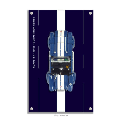 Shelby Cobra 427 S/C LEGO® 10357 – Style Racing Heritage – Vue de face avec vis aux 4 coins – Tableau mural aluminium Kadris®
