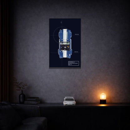 Shelby Cobra 427 S/C LEGO® 10357 – Style Draft 01 – Tableau en situation dans une pièce – Tableau mural aluminium Kadris®