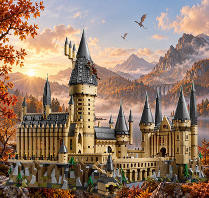 Château de Poudlard LEGO® 71043 – Décor L’Or des Vallées – Set en place dans le meuble – Fond de meuble aluminium Kadris®