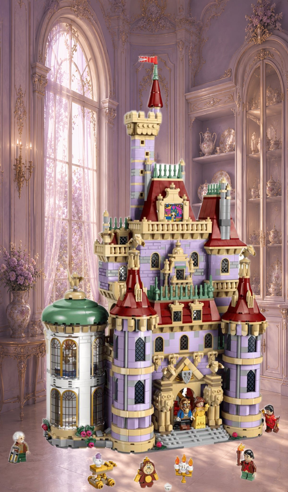 Château de la Belle et la Bête LEGO® 43196 – Décor Salon poudré – Set en place – Fond de meuble aluminium Kadris®