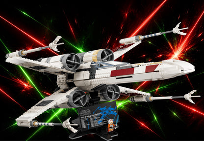 Chasseur X-Wing LEGO® 75355 – Décor Laser Crossfire – Set LEGO® en place dans le meuble – Fond de meuble aluminium Kadris®
