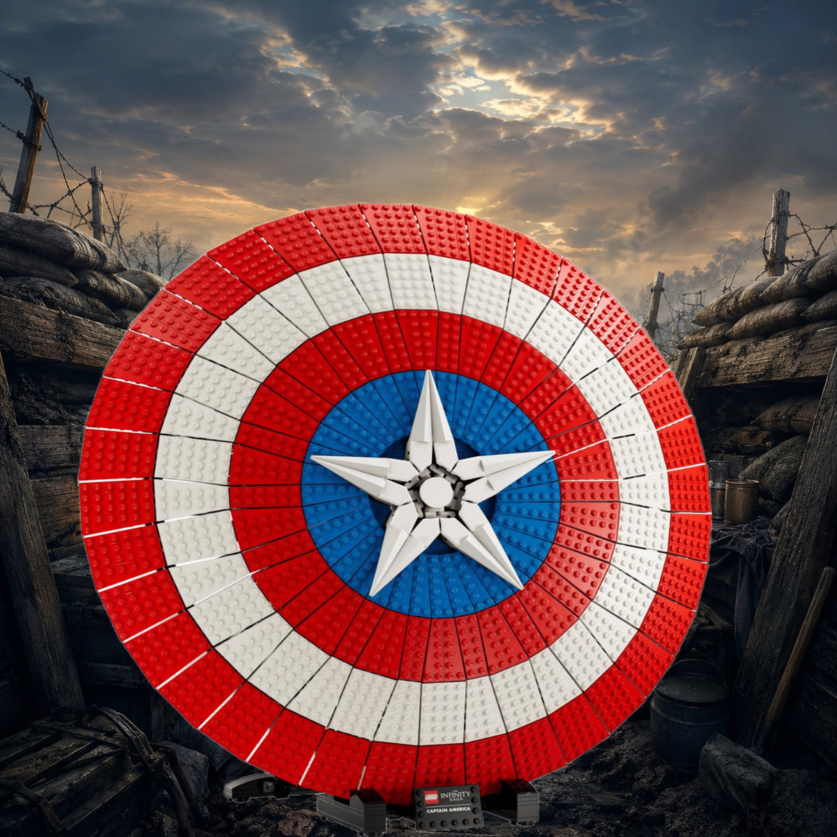 Bouclier de Captain America LEGO® 76262 – Décor Tranchée – Set en place dans le meuble – Fond de meuble aluminium Kadris®