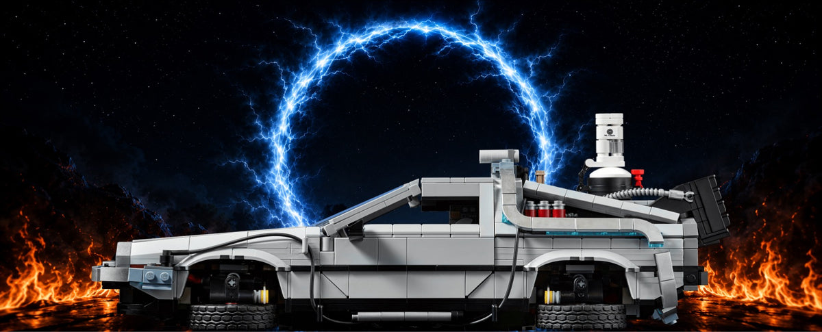 DeLorean LEGO® 10300 – Décor Electric Fire Portal – Set LEGO® en place dans le meuble – Fond de meuble aluminium Kadris®