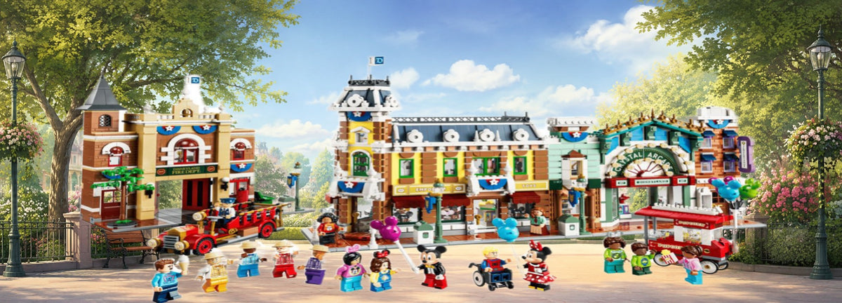 Main Street U.S.A. LEGO® 43302 – Décor Garden Promenade – Set en place dans le meuble – Fond de meuble aluminium Kadris®