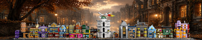 Chemin de Traverse LEGO® 76444 – Décor Golden Avenue – Set LEGO® en place dans le meuble – Fond de meuble aluminium Kadris®