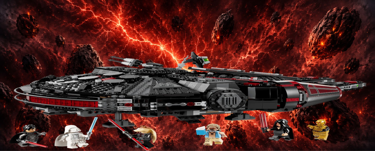 Faucon Millennium Noir LEGO® 75389 – Décor Red Rift – Set LEGO® en place dans le meuble – Fond de meuble aluminium Kadris®