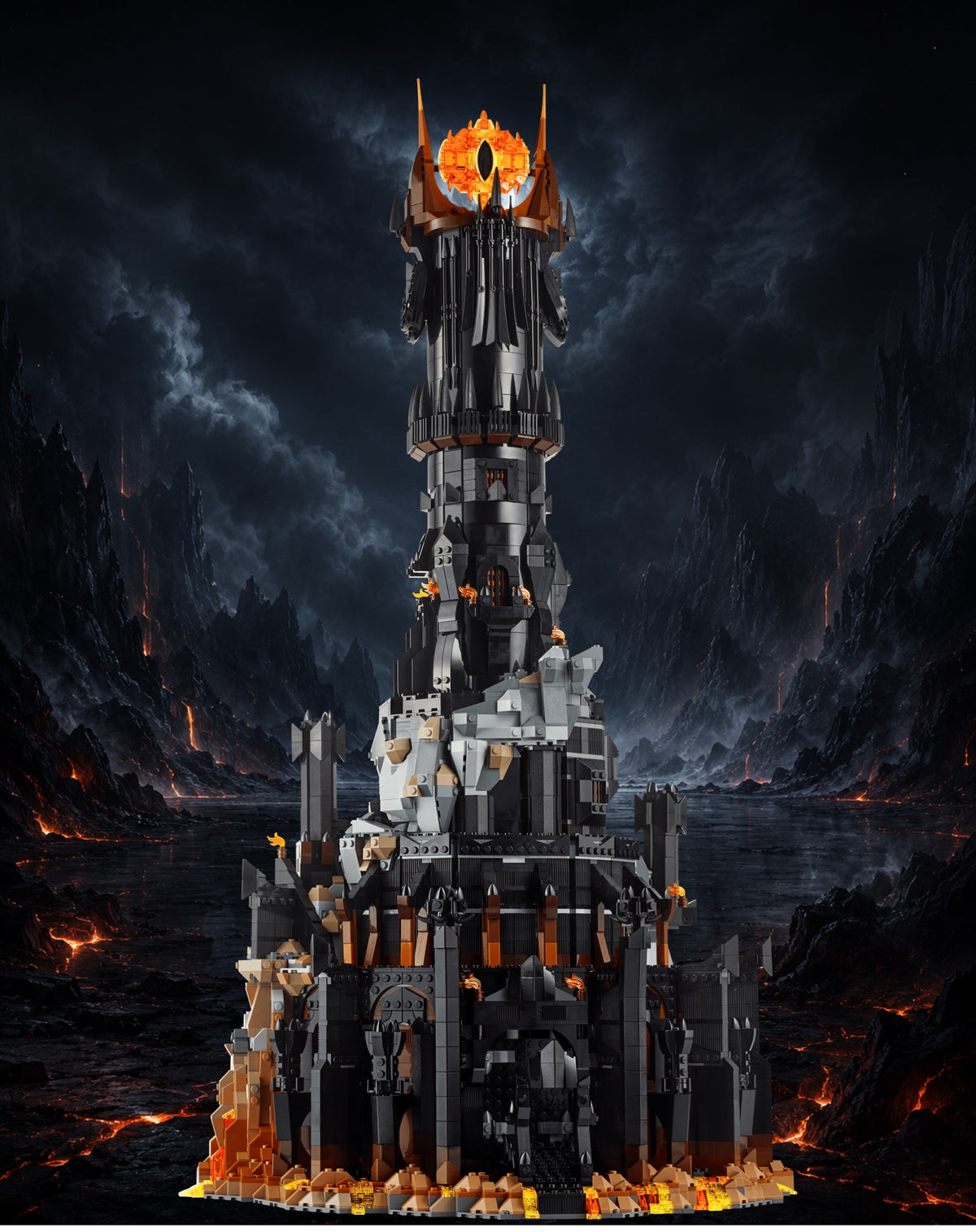 Barad-dûr LEGO® 10333 – Décor Moonlit Abyss – Set LEGO® en place dans un IKEA® Pax 75 – Fond de meuble aluminium Kadris®