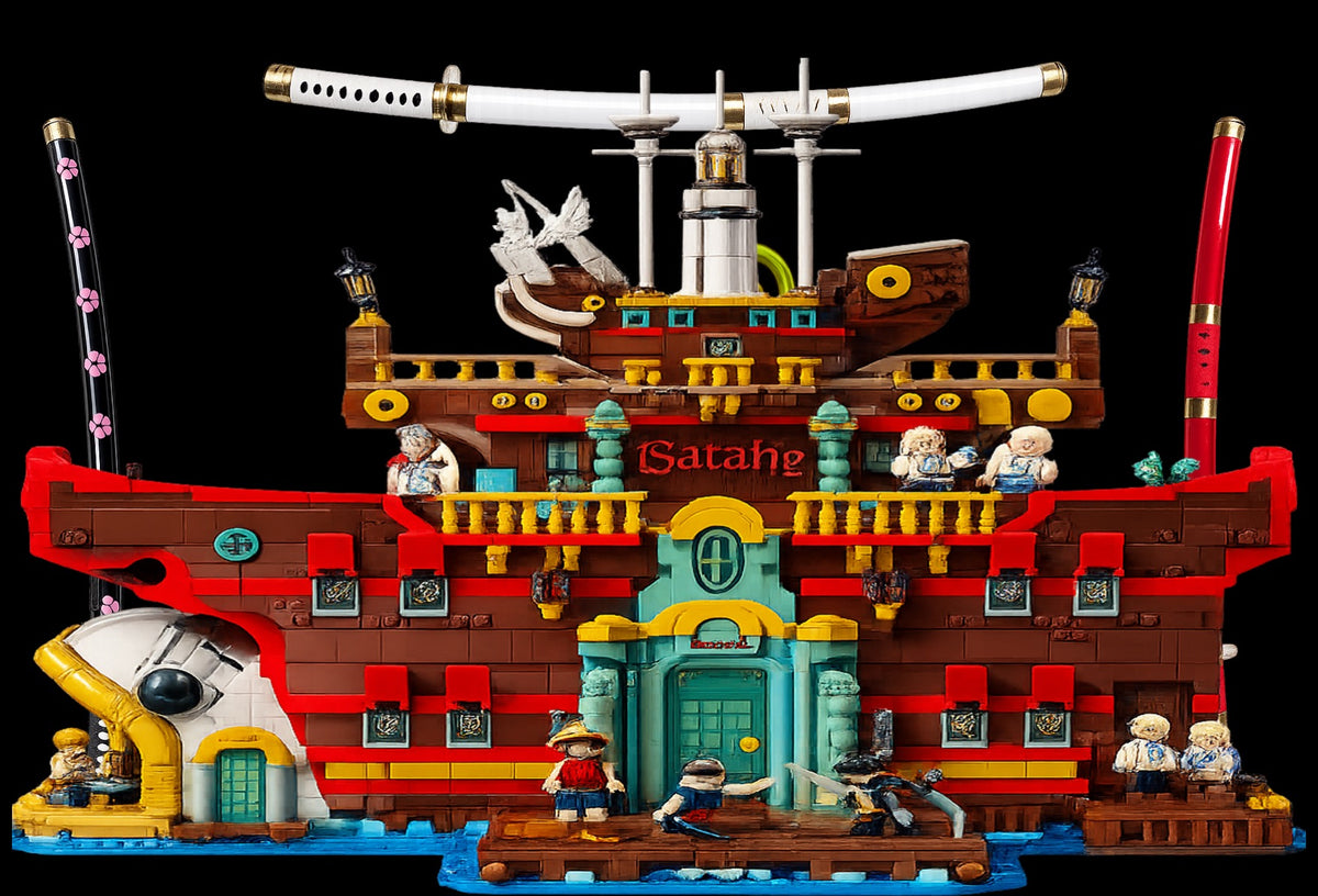 Baratie One Piece LEGO® 75640 – Décor Swords & Devil Fruit – Set en place dans le meuble – Fond de meuble aluminium Kadris®