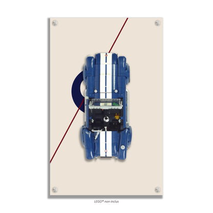 Shelby Cobra 427 S/C LEGO® 10357 – Style The Open Road – Visuel des dimensions du tableau – Tableau mural aluminium Kadris®