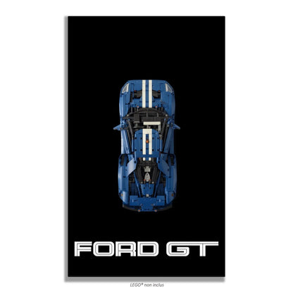 Ford GT 2022 LEGO 42154 – Style Fond Noir GT, finition Cadre aluminium noir – Vue de face sans vis apparentes – Tableau mural aluminium Kadris