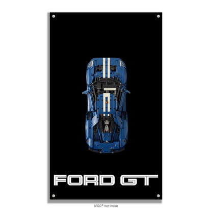 Ford GT 2022 LEGO 42154 – Style Fond Noir GT, finition Entretoises – Vue de face avec vis aux 4 coins – Tableau mural aluminium Kadris