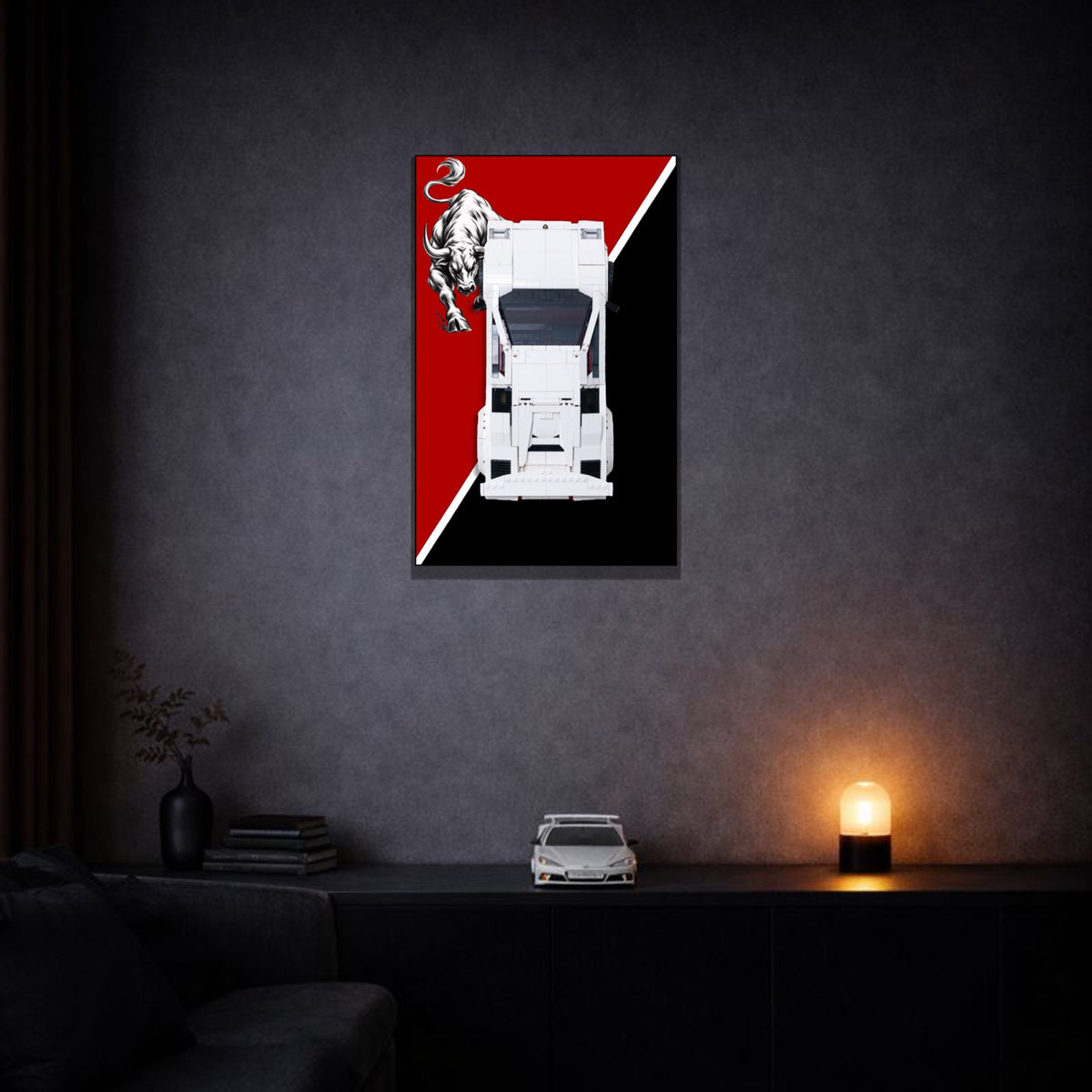 Lamborghini Countach 5000 LEGO® 10337 – Style Bull Instinct – Tableau installé au mur – Tableau mural aluminium Kadris®