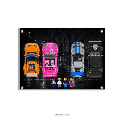 Wandbild LEGO® Speed Champions Fast & Furious 77260, 76912, 77241, 76917 vereint, 3 Ausführungen