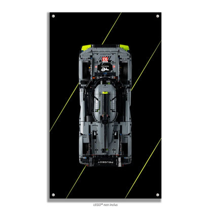 Peugeot 9X8 LEGO 42156 – Style Lignes Sans Logo, finition Entretoises – Lignes diagonales seules, vis aux 4 coins – Tableau mural aluminium Kadris