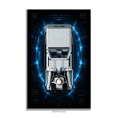 DeLorean Retour vers le Futur LEGO® 10300 – Style TIME SHIFT – Vue rapprochée du produit – Tableau mural aluminium Kadris®