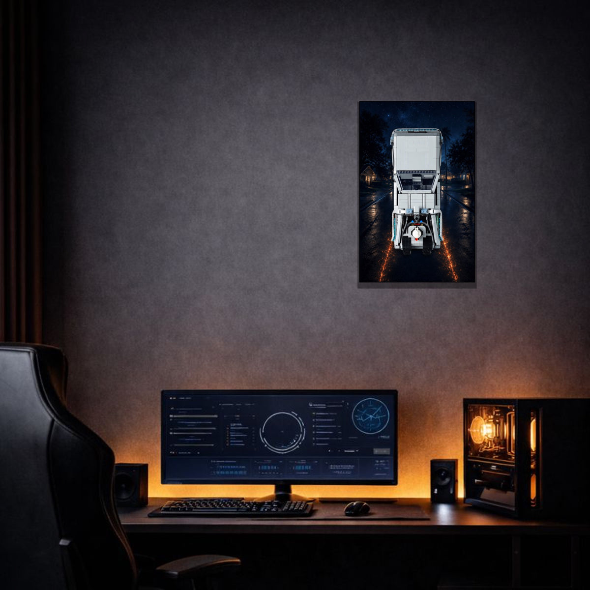 DeLorean Retour vers le Futur LEGO® 10300 – Style HOMEBOUND – Tableau installé au mur – Tableau mural aluminium Kadris®