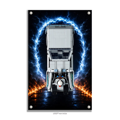DeLorean Retour vers le Futur LEGO® 10300 – Style BEYOND TIME – Vue de face du tableau – Tableau mural aluminium Kadris®