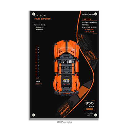 Tableaux muraux pour LEGO® Technic Hypercar Bugatti Chiron Pur Sport 42222, 3 styles, 3 finitions