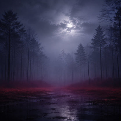 Stranger Things Maison Creel LEGO® 11370 – Décor Purple Forest – Visuel du décor seul – Fond de meuble aluminium Kadris®