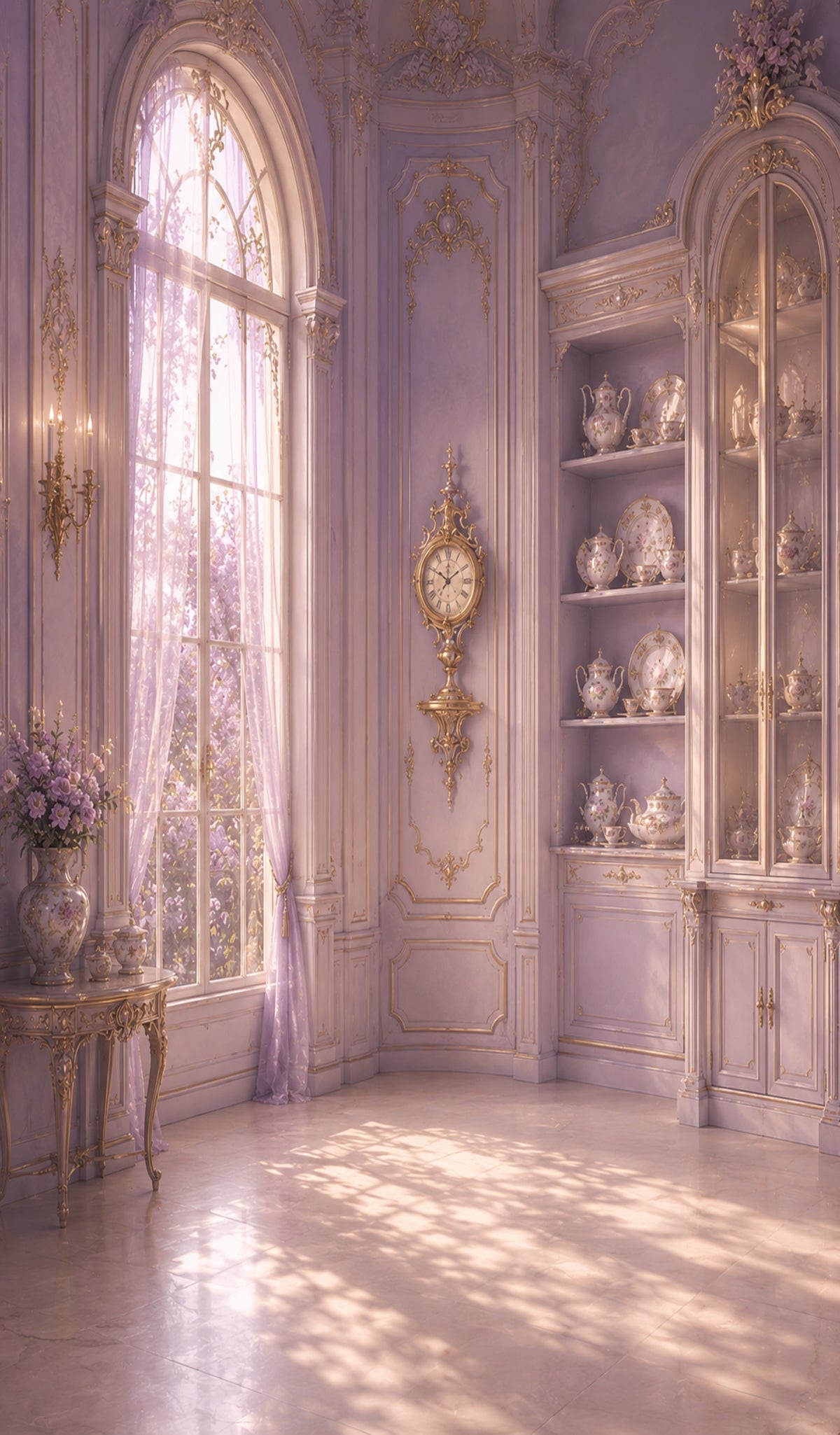 Château de la Belle et la Bête LEGO® 43196 – Décor Salon poudré – Visuel du décor seul – Fond de meuble aluminium Kadris®