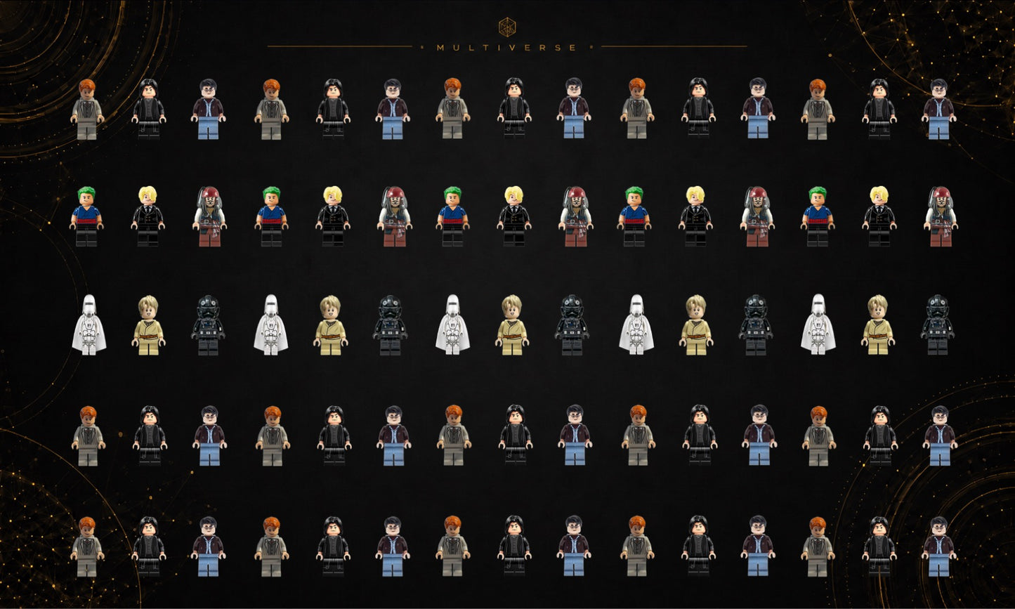 LEGO® Minifigure Display Wall Art 75x45 cm, for 75 Minifigures, 7 Backgrounds, 3 Finishes