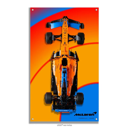 F1 McLaren LEGO 42141 – Style Spirale, finition Entretoises – Vue de face avec vis aux 4 coins – Tableau mural aluminium Kadris