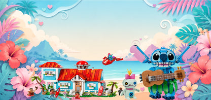 Lilo et Stitch LEGO® 43268 et 43296 – Décor Pastel Paradise – Set en place dans le meuble – Fond de meuble aluminium Kadris®