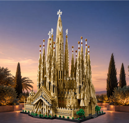 La Sagrada Família LEGO® 21065 – Décor Terrasse au coucher du soleil – Set en place – Fond de meuble aluminium Kadris®