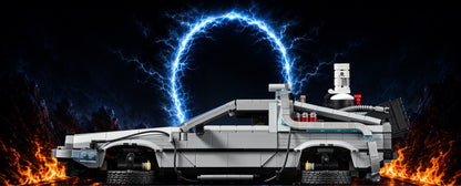 DeLorean LEGO® 10300 – Décor Inferno Portal – Set LEGO® en place dans un IKEA® Pax 50 – Fond de meuble aluminium Kadris®