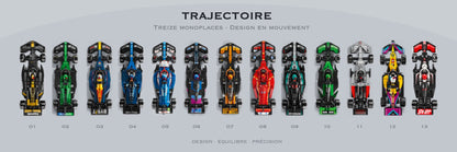 F1 Speed Champions 13 écuries LEGO® 77242-77259 – Style Trajectoire – Vue de face, set en place – Tableau mural Kadris®