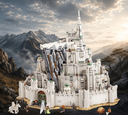 Minas Tirith LEGO® 11377 – Décor Sommets Dorés – Set LEGO® en place dans un IKEA® Pax 75 – Fond de meuble aluminium Kadris®