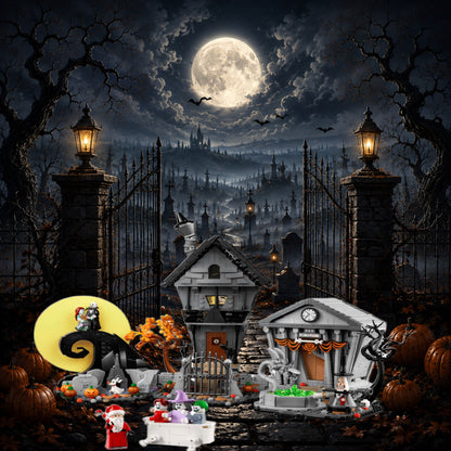 Étrange Noël de M. Jack LEGO® 21351 – Décor Portail nocturne – Set en place dans le meuble – Fond de meuble aluminium Kadris®