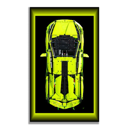 Lamborghini Sián FKP 37 LEGO 42115 – Style Bordure Néon Vert, finition Cadre aluminium noir – Fond noir avec épaisse bordure néon verte, sans vis apparentes – Tableau mural aluminium Kadris