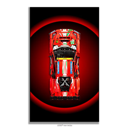 Ferrari 488 GTE AF Corse #51 LEGO Technic 42125 – Style Cercle rouge, finition Cadre aluminium noir vue cadre – Tableau mural aluminium Kadris