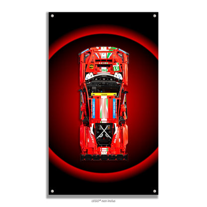 Ferrari 488 GTE AF Corse #51 LEGO Technic 42125 – Style Cercle rouge, finition Entretoises – fond noir cercle rouge – Tableau mural aluminium Kadris