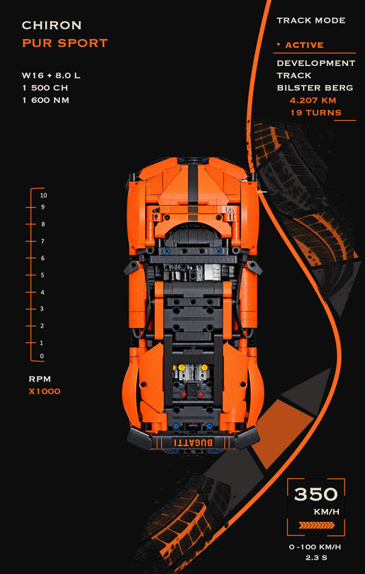 Tableaux muraux pour LEGO® Technic Hypercar Bugatti Chiron Pur Sport 42222, 3 styles, 3 finitions