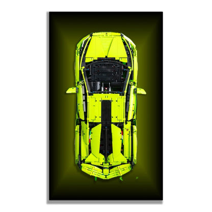 Lamborghini Sián FKP 37 LEGO 42115 – Style Halo Vert Olive, finition Cadre aluminium noir – Fond en halo vert olive, sans vis apparentes – Tableau mural aluminium Kadris
