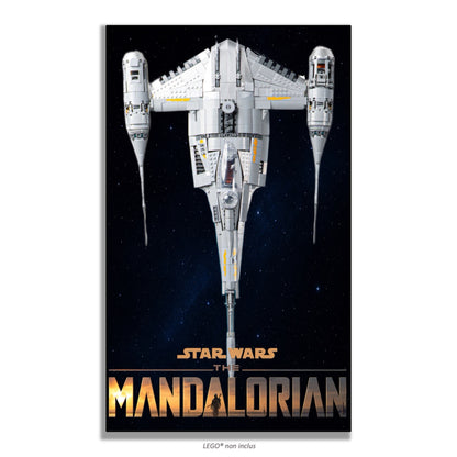 Chasseur N-1 du Mandalorien LEGO 75442 – Style Mandalorian or, finition Cadre aluminium noir plan serré – Tableau mural aluminium Kadris
