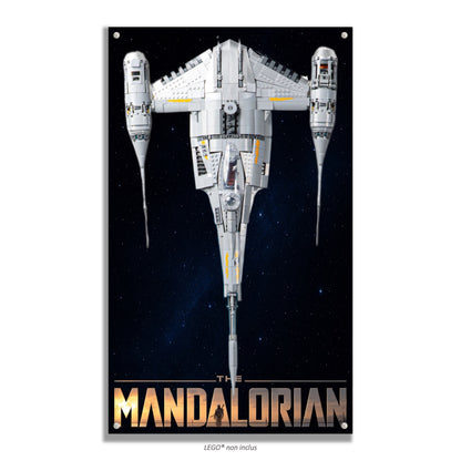 Chasseur N-1 du Mandalorien LEGO 75442 – Style Espace étoilé bleu, finition Entretoises – vaisseau dans espace bleu nuit étoilé – Tableau mural aluminium Kadris