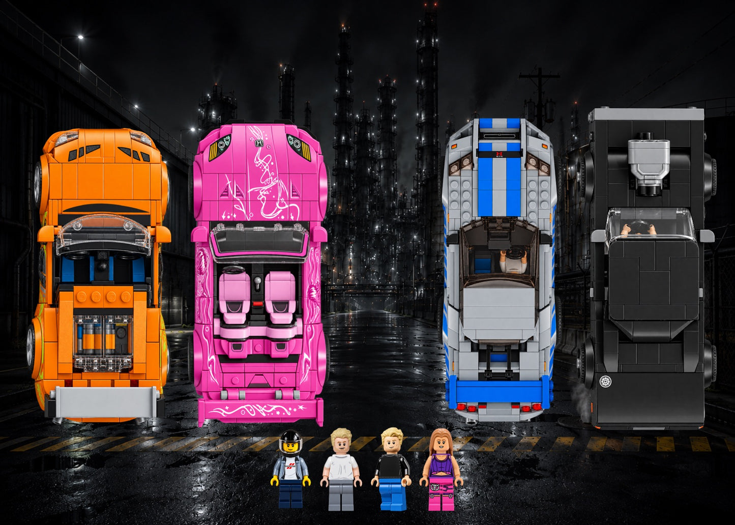 Wandbild LEGO® Speed Champions Fast & Furious 77260, 76912, 77241, 76917 vereint, 3 Ausführungen