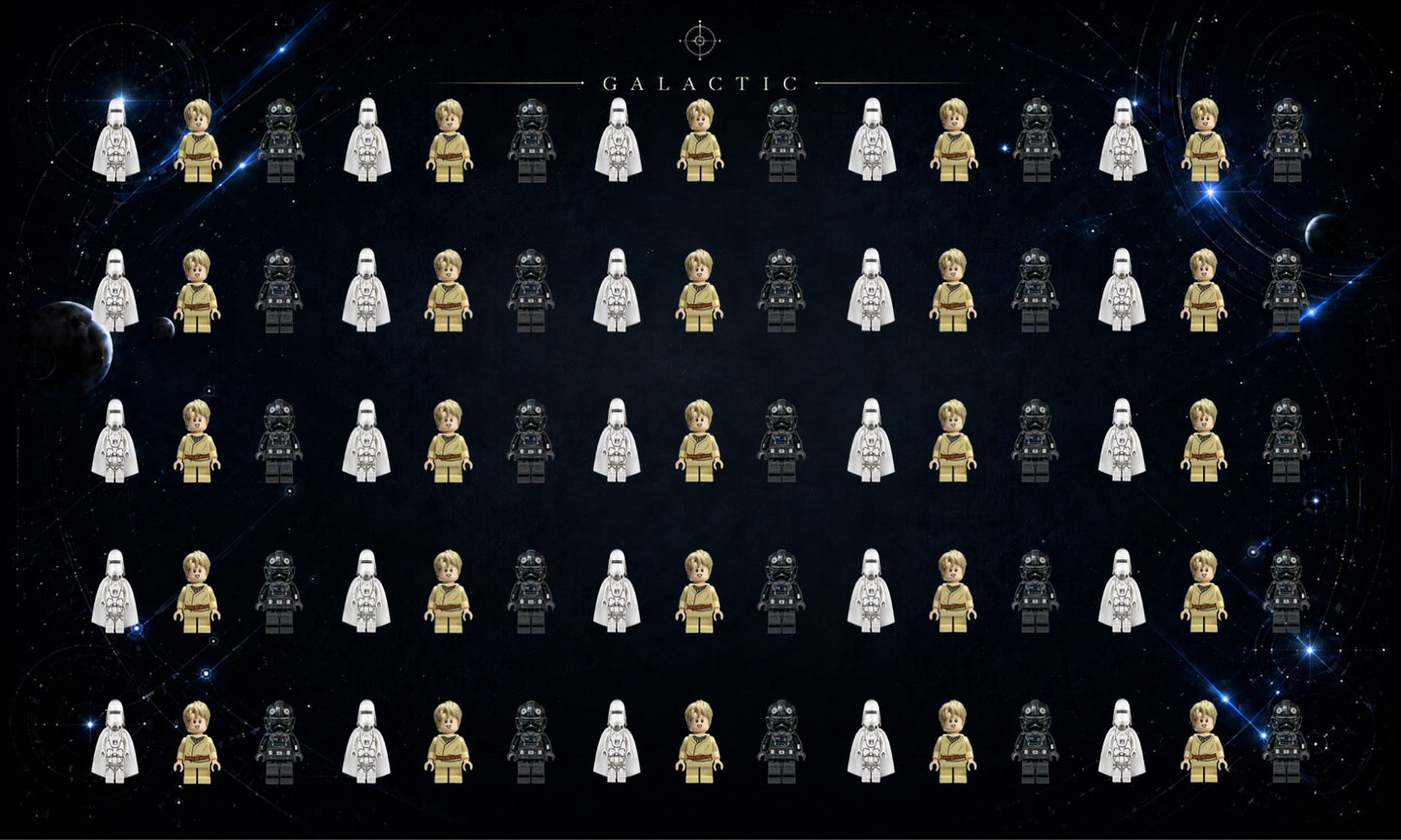 LEGO® Minifigure Display Wall Art 75x45 cm, for 75 Minifigures, 7 Backgrounds, 3 Finishes