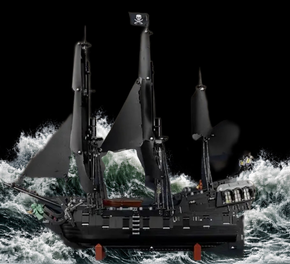 Bateau pirate Jack Sparrow LEGO® 10365 – Décor Storm Waves – Set en place dans le meuble – Fond de meuble aluminium Kadris®