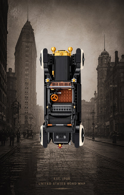 Tableau mural Kadris® pour LEGO® Icons Ford Model T 11376, style Streets of 1908, avenue de New York et Flatiron
