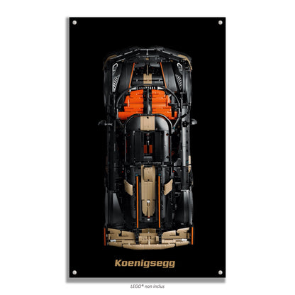Koenigsegg Megacar Sadair's Spear LEGO Technic 42232 – mise en scène ambiance sombre, tableau au mur – Tableau mural aluminium Kadris