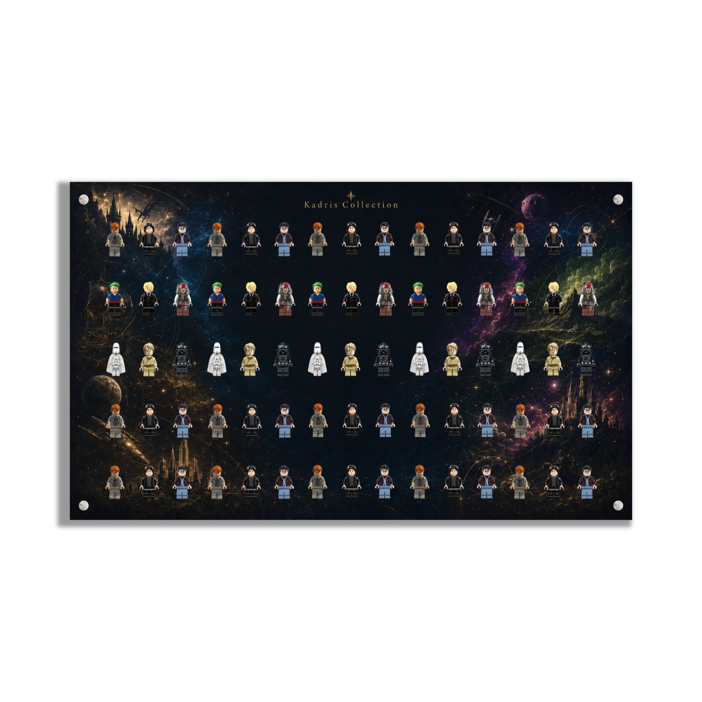 LEGO® Minifigure Display Wall Art 75x45 cm, for 75 Minifigures, 7 Backgrounds, 3 Finishes